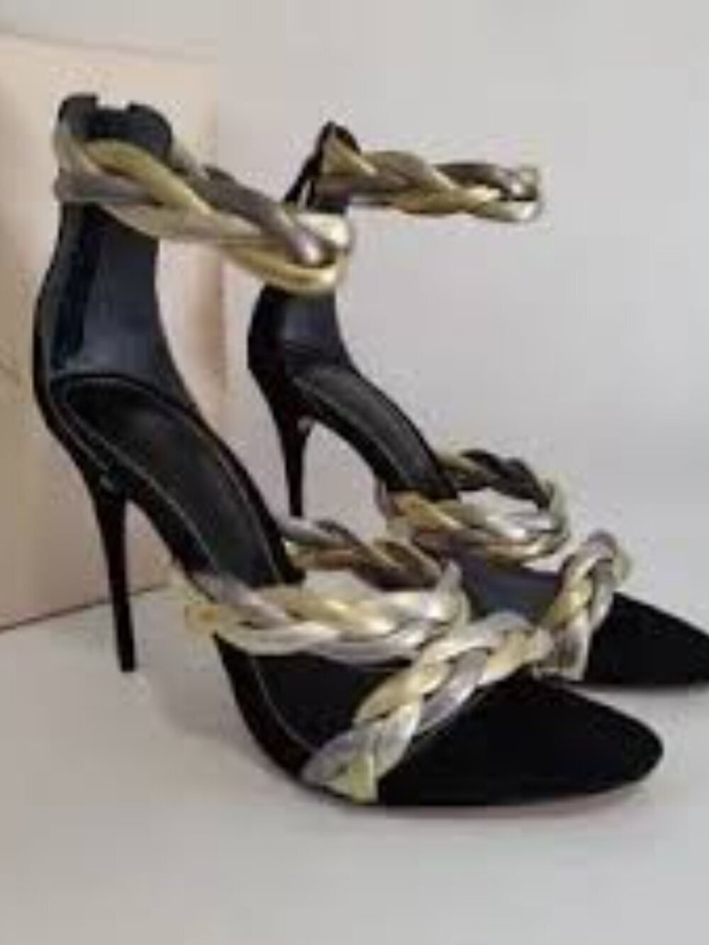 Alexandre Birman Selena Metallic Leather Braided Sandals Size 9.5 / Eu 40